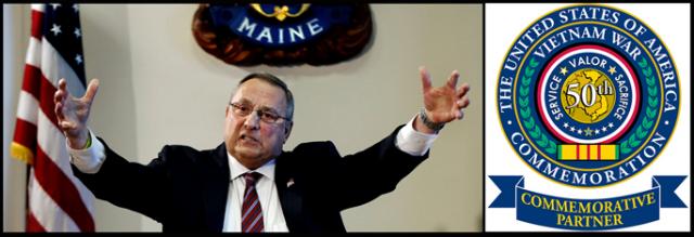 Maine Governor Paul LePage and the Pentagon's commemoration project seal